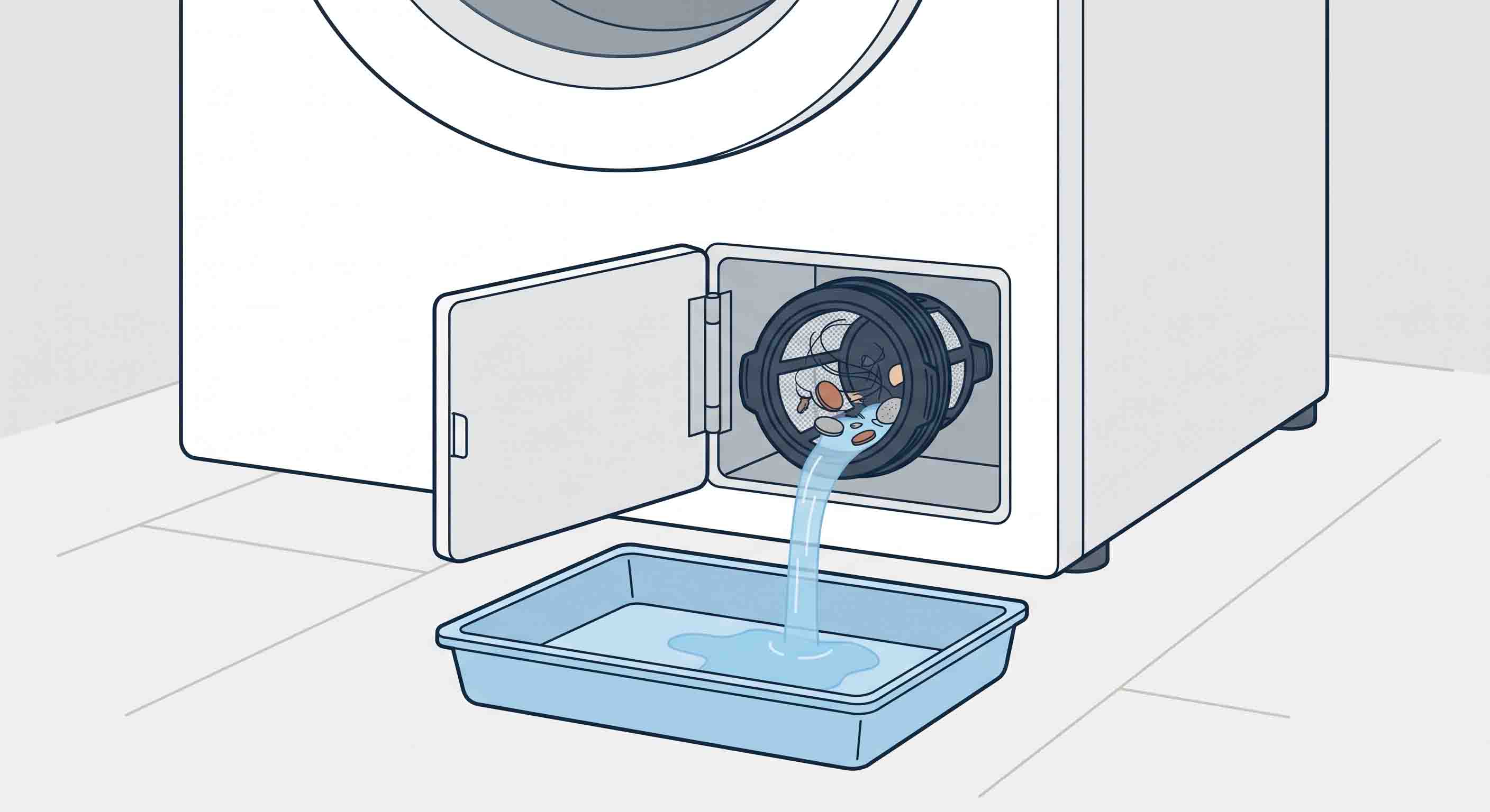 Аварийный слив воды из стиральной машины Beko через маленький шланг в низкий поддон